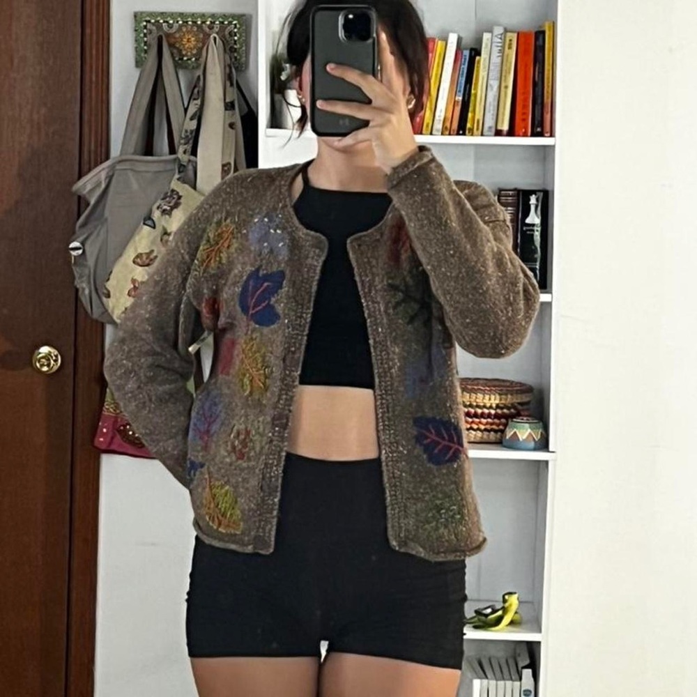 Vintage Fashion Bug Embroidered Cardigan